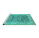 Sideview of Machine Washable Oriental Turquoise Traditional Area Rugs, wshurb1326turq