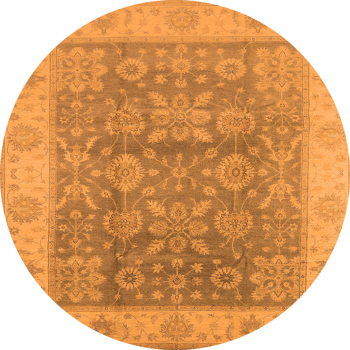 Round Machine Washable Oriental Orange Traditional Area Rugs, wshurb1326org