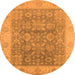 Round Machine Washable Oriental Orange Traditional Area Rugs, wshurb1326org