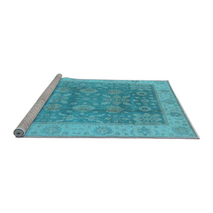 Sideview of Machine Washable Oriental Light Blue Traditional Rug, wshurb1326lblu
