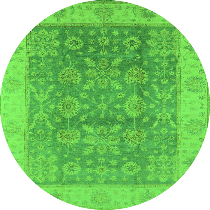 Round Machine Washable Oriental Green Traditional Area Rugs, wshurb1326grn