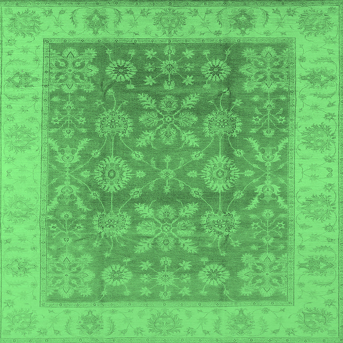 Square Machine Washable Oriental Emerald Green Traditional Area Rugs, wshurb1326emgrn