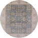 Round Mid-Century Modern Granite Gray Oriental Rug, urb1326