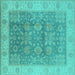 Square Oriental Turquoise Traditional Rug, urb1326turq