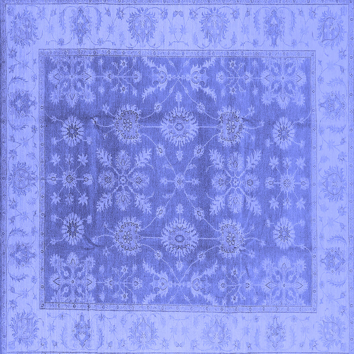 Square Machine Washable Oriental Blue Traditional Rug, wshurb1326blu