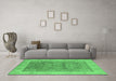 Machine Washable Oriental Emerald Green Traditional Area Rugs in a Living Room,, wshurb1326emgrn