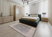 Mid-Century Modern Granite Gray Oriental Rug in a Bedroom, urb1326