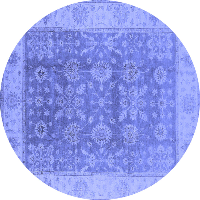 Round Oriental Blue Traditional Rug, urb1326blu