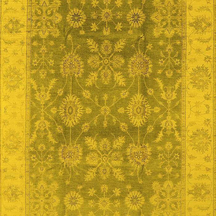 Machine Washable Oriental Yellow Traditional Rug, wshurb1326yw