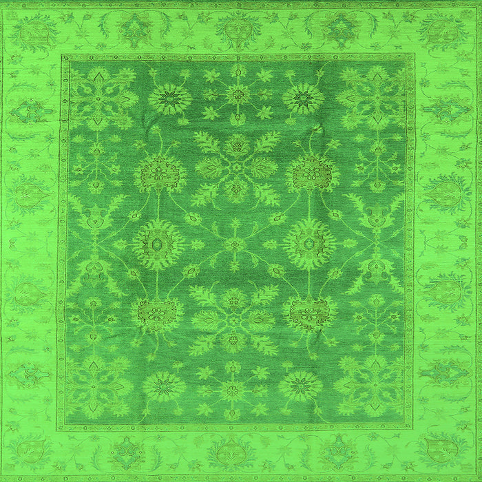 Square Machine Washable Oriental Green Traditional Area Rugs, wshurb1326grn