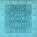 Square Machine Washable Oriental Light Blue Traditional Rug, wshurb1326lblu