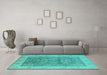 Machine Washable Oriental Turquoise Traditional Area Rugs in a Living Room,, wshurb1326turq