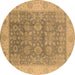 Round Oriental Brown Traditional Rug, urb1326brn