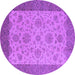 Round Oriental Purple Traditional Rug, urb1327pur