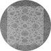 Round Oriental Gray Traditional Rug, urb1327gry