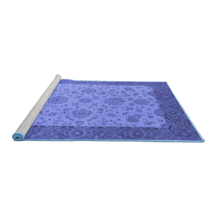 Sideview of Machine Washable Oriental Blue Traditional Rug, wshurb1327blu