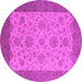 Round Oriental Pink Traditional Rug, urb1327pnk