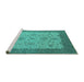 Sideview of Machine Washable Oriental Turquoise Traditional Area Rugs, wshurb1327turq