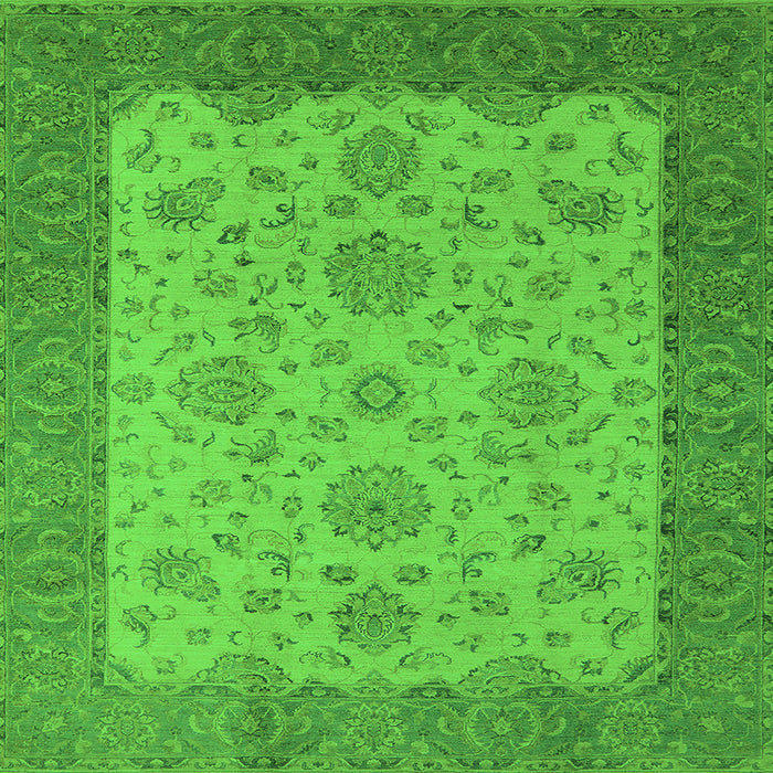 Square Machine Washable Oriental Green Traditional Area Rugs, wshurb1327grn