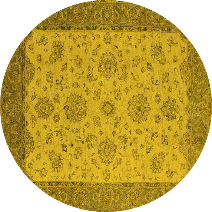 Round Oriental Yellow Traditional Rug, urb1327yw