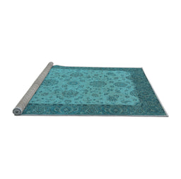 Sideview of Machine Washable Oriental Light Blue Traditional Rug, wshurb1327lblu
