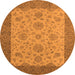 Round Machine Washable Oriental Orange Traditional Area Rugs, wshurb1327org