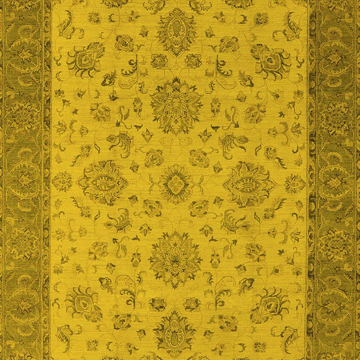Machine Washable Oriental Yellow Traditional Rug, wshurb1327yw