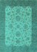 Machine Washable Oriental Turquoise Traditional Area Rugs, wshurb1327turq