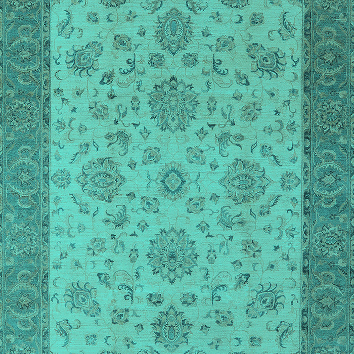 Machine Washable Oriental Turquoise Traditional Area Rugs, wshurb1327turq