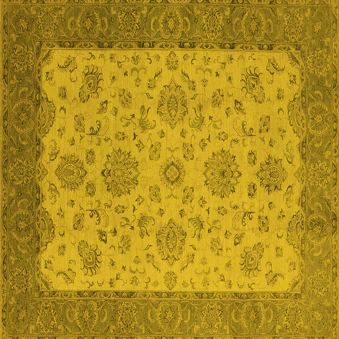 Square Machine Washable Oriental Yellow Traditional Rug, wshurb1327yw