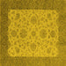 Square Machine Washable Oriental Yellow Traditional Rug, wshurb1327yw