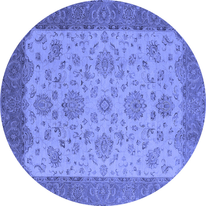Round Oriental Blue Traditional Rug, urb1327blu