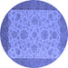 Round Oriental Blue Traditional Rug, urb1327blu