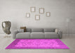 Machine Washable Oriental Pink Traditional Rug in a Living Room, wshurb1327pnk