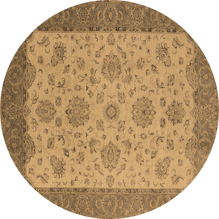 Round Machine Washable Oriental Brown Traditional Rug, wshurb1327brn