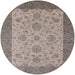 Round Mid-Century Modern Sandstone Brown Oriental Rug, urb1327