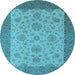 Round Oriental Light Blue Traditional Rug, urb1327lblu