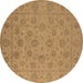 Round Oriental Brown Traditional Rug, urb1328brn