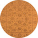 Round Oriental Orange Traditional Rug, urb1328org