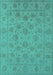 Machine Washable Oriental Turquoise Traditional Area Rugs, wshurb1328turq