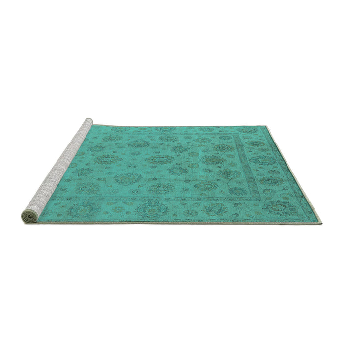 Sideview of Machine Washable Oriental Turquoise Traditional Area Rugs, wshurb1328turq