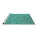 Sideview of Machine Washable Oriental Turquoise Traditional Area Rugs, wshurb1328turq