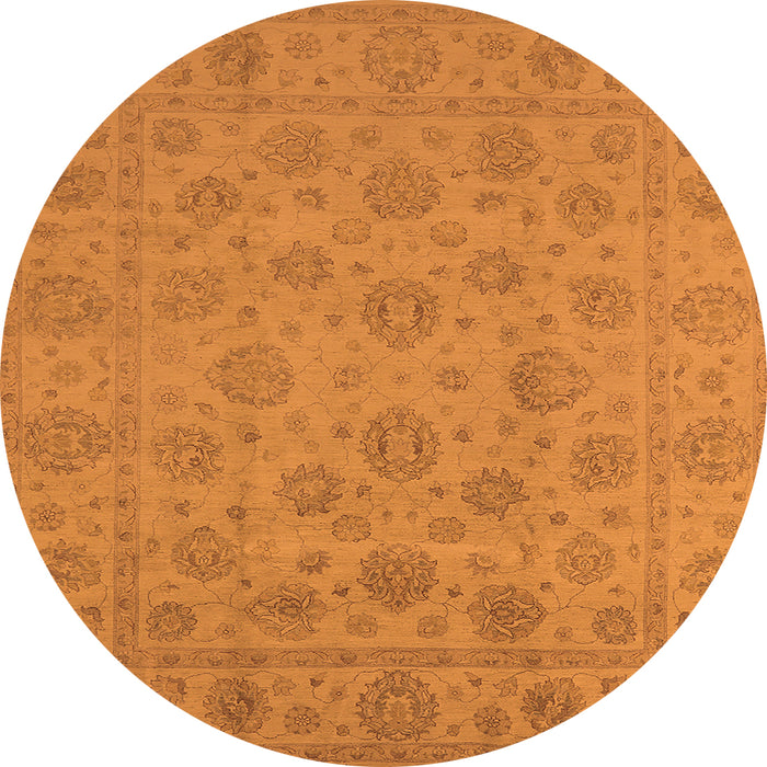 Round Machine Washable Oriental Orange Traditional Area Rugs, wshurb1328org
