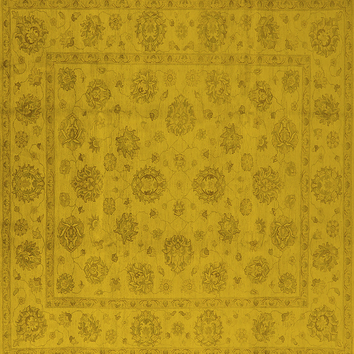 Square Machine Washable Oriental Yellow Traditional Rug, wshurb1328yw