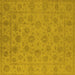 Square Machine Washable Oriental Yellow Traditional Rug, wshurb1328yw