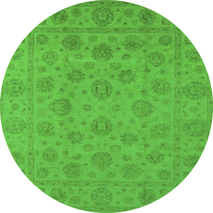 Round Oriental Green Traditional Rug, urb1328grn