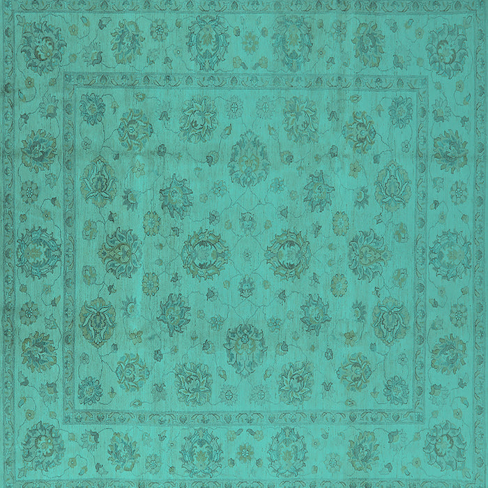 Square Machine Washable Oriental Turquoise Traditional Area Rugs, wshurb1328turq