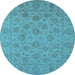 Round Oriental Light Blue Traditional Rug, urb1328lblu