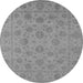 Round Machine Washable Oriental Gray Traditional Rug, wshurb1328gry