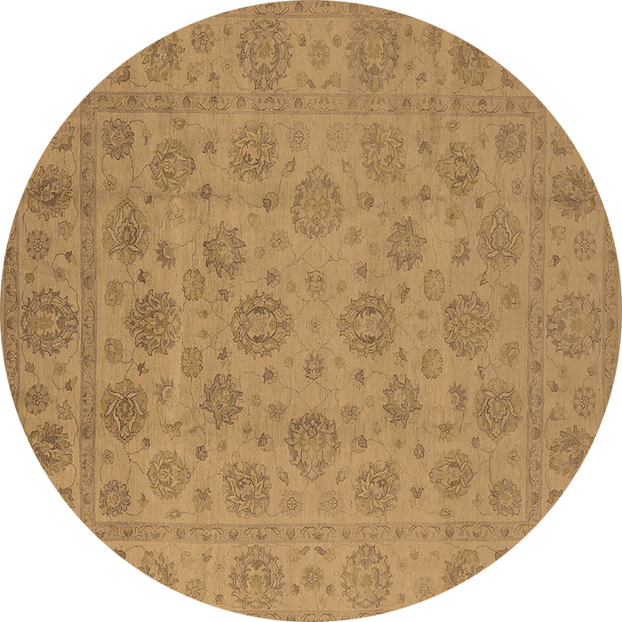 Round Machine Washable Oriental Brown Traditional Rug, wshurb1328brn